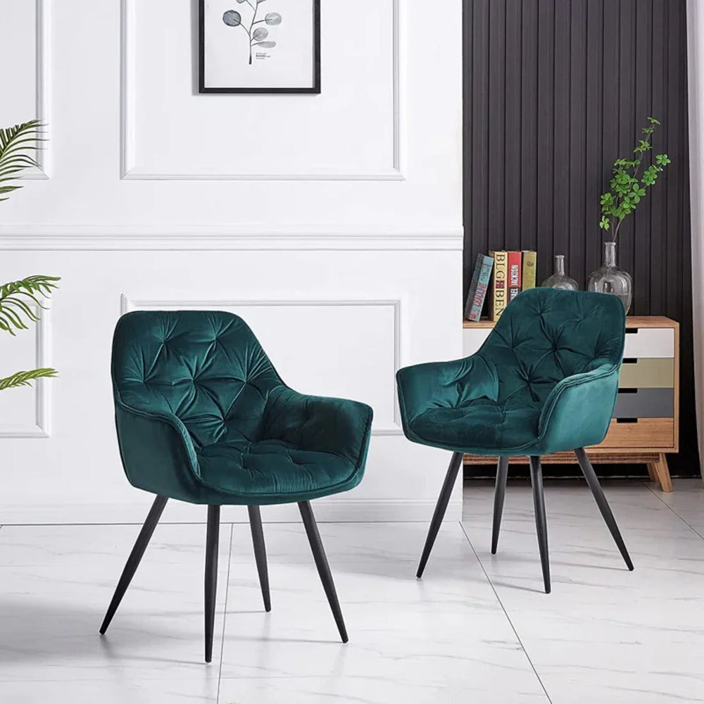 Rich Emerald Comfy Padded Tufted Velvet Lounge Chair - All India Decor