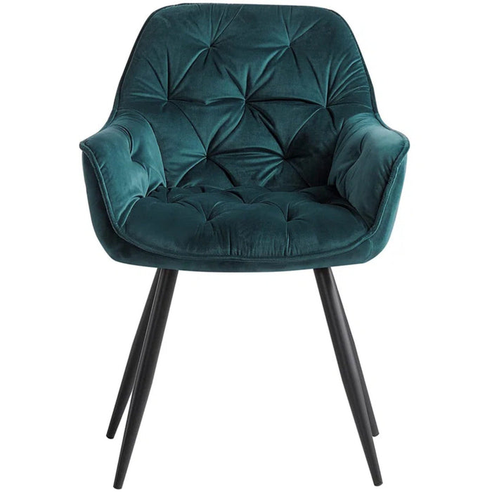 Rich Emerald Comfy Padded Tufted Velvet Lounge Chair