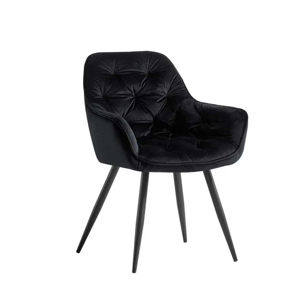 Rich Black Comfy Padded Tufted Velvet Lounge Chair - All India Decor