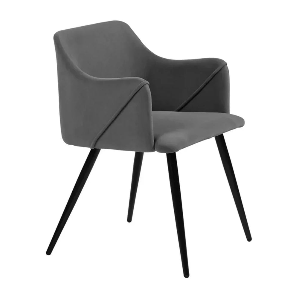 Grey Rich Cushiony Velvet Lounge Chair - All India Decor