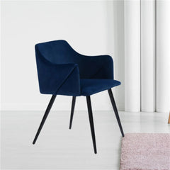 Navy Blue Rich Cushiony Velvet Lounge Chair