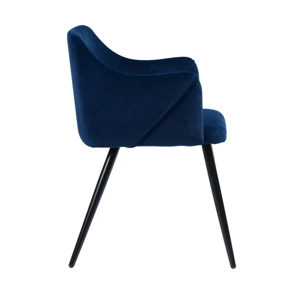 Navy Blue Rich Cushiony Velvet Lounge Chair - All India Decor