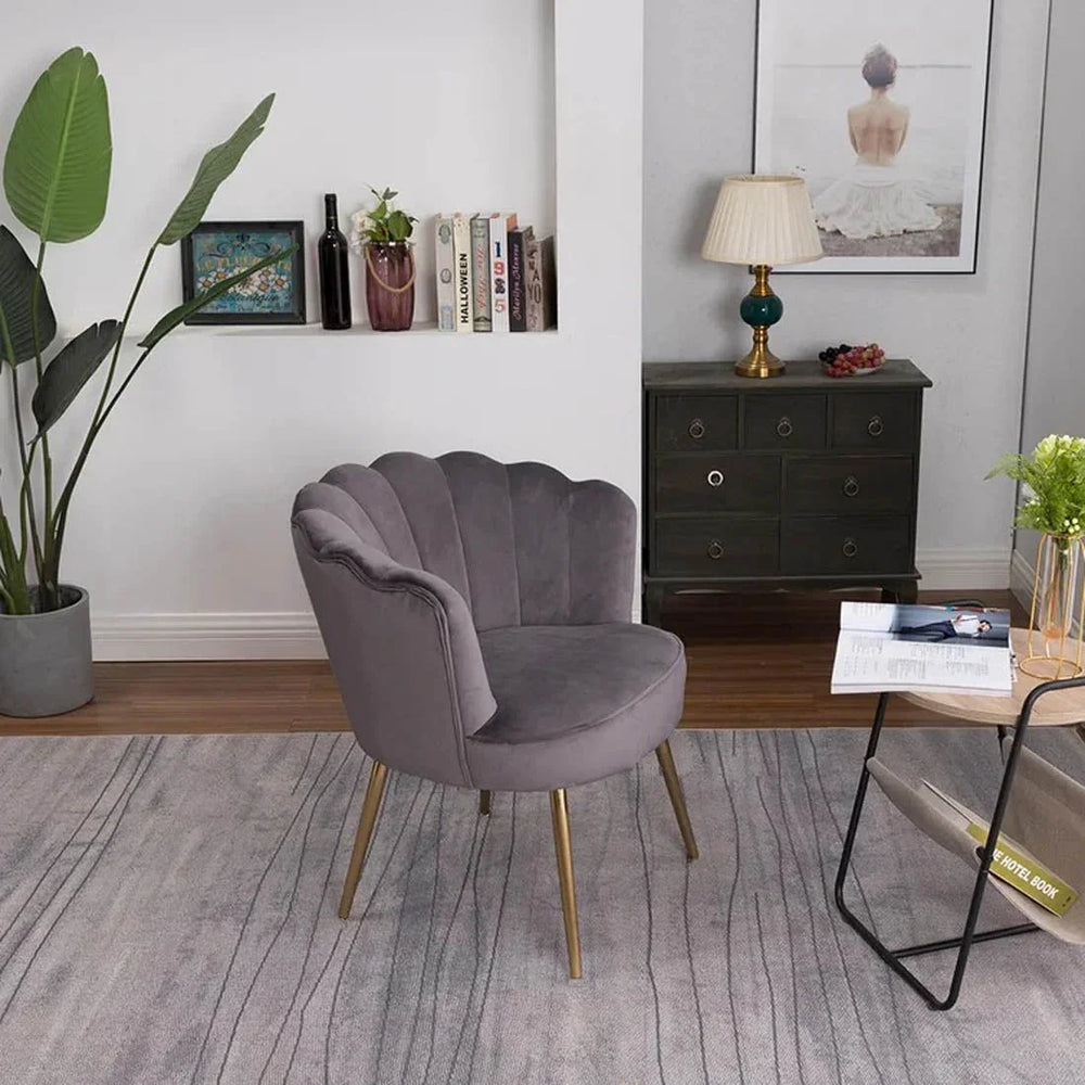 Grey Crafted Shell Designer Lounge Chair - All India Decor