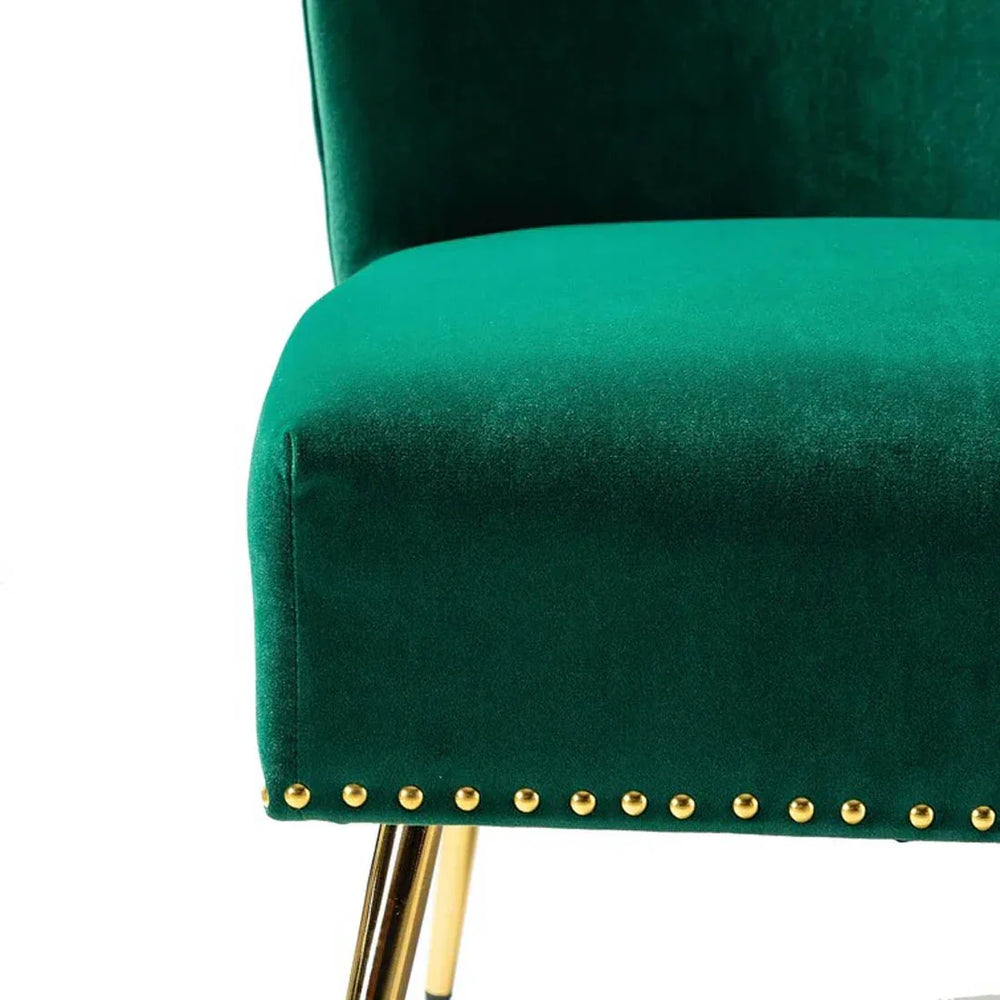 Minimalist Green Velvet Lounge Chairs Set Of 2 - All India Decor