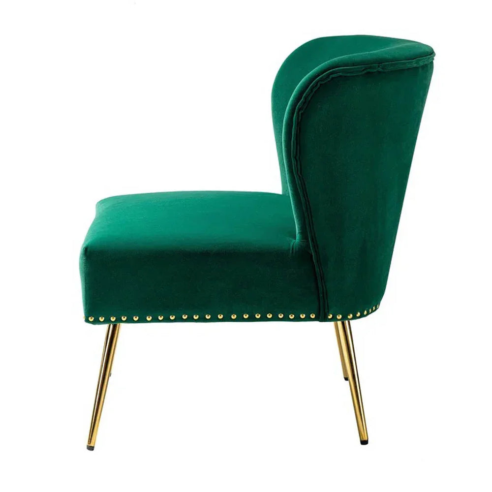 Minimalist Green Velvet Lounge Chairs Set Of 2 - All India Decor