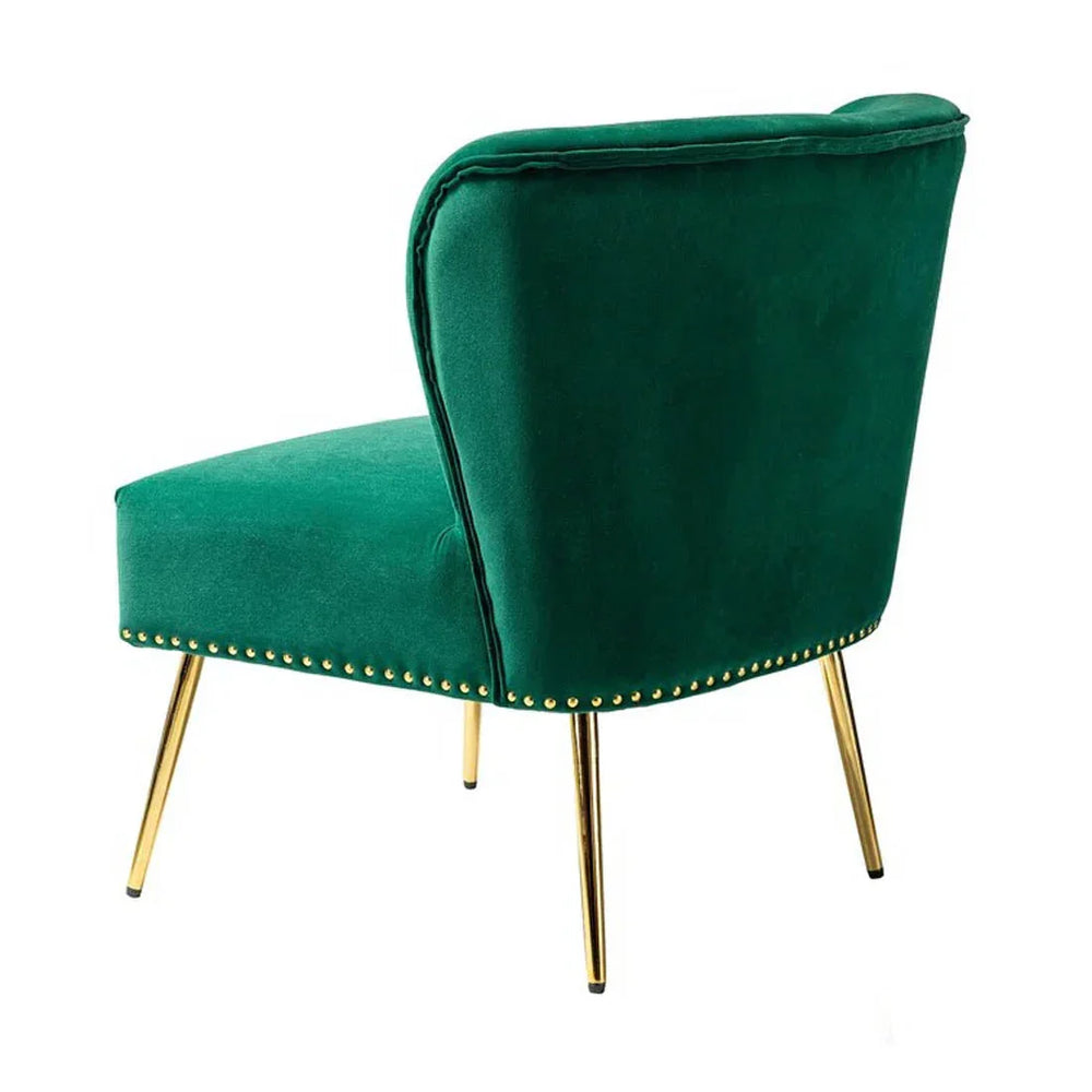 Minimalist Green Velvet Lounge Chairs Set Of 2 - All India Decor