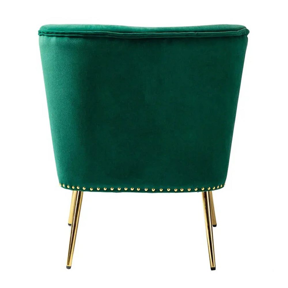 Minimalist Green Velvet Lounge Chairs Set Of 2 - All India Decor
