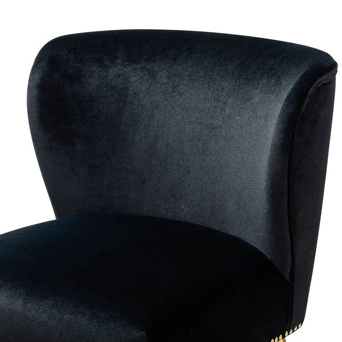 Minimalist Jet Black Velvet Lounge Chairs Set Of 2