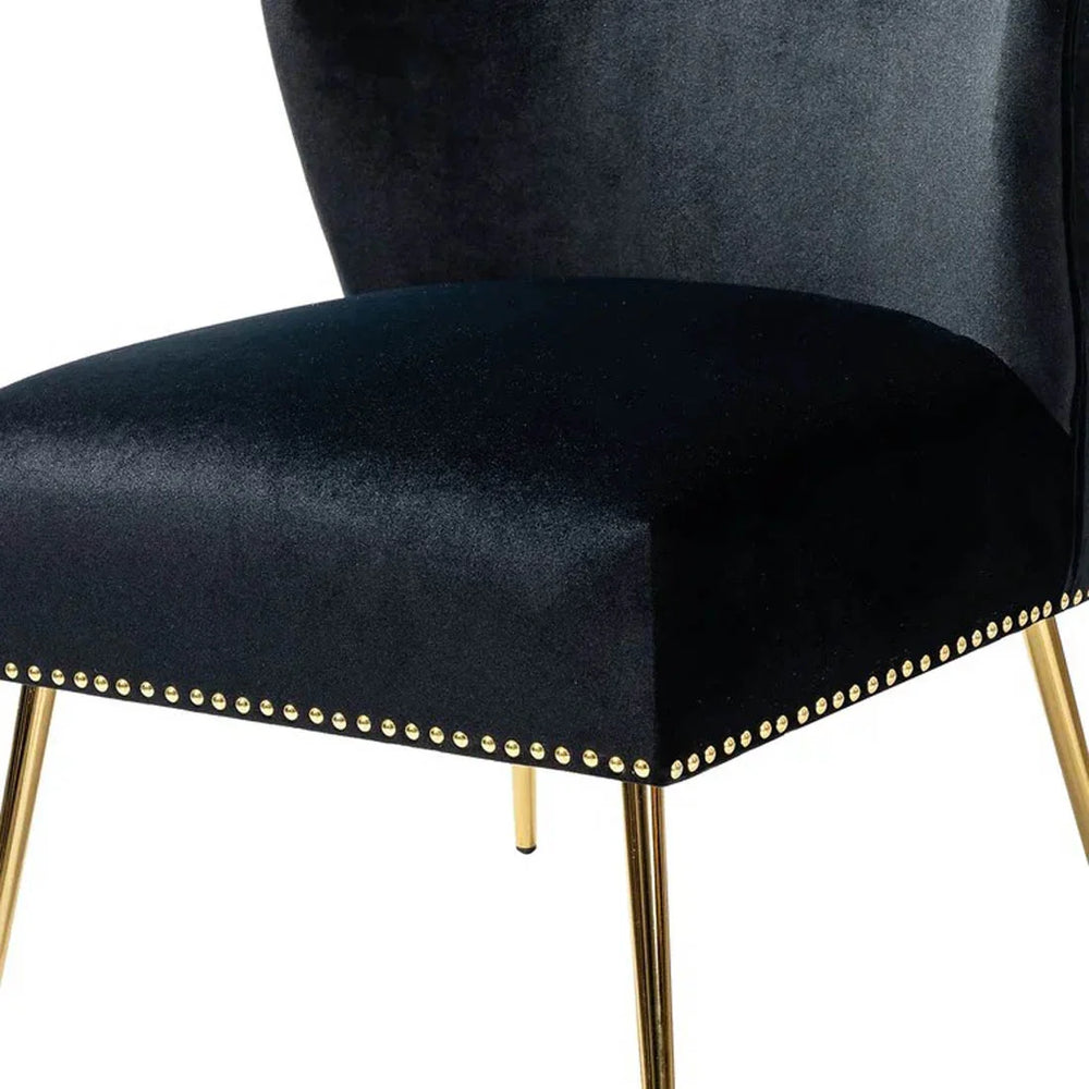 Minimalist Jet Black Velvet Lounge Chairs Set Of 2 - All India Decor