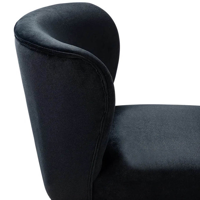 Minimalist Jet Black Velvet Lounge Chairs Set Of 2