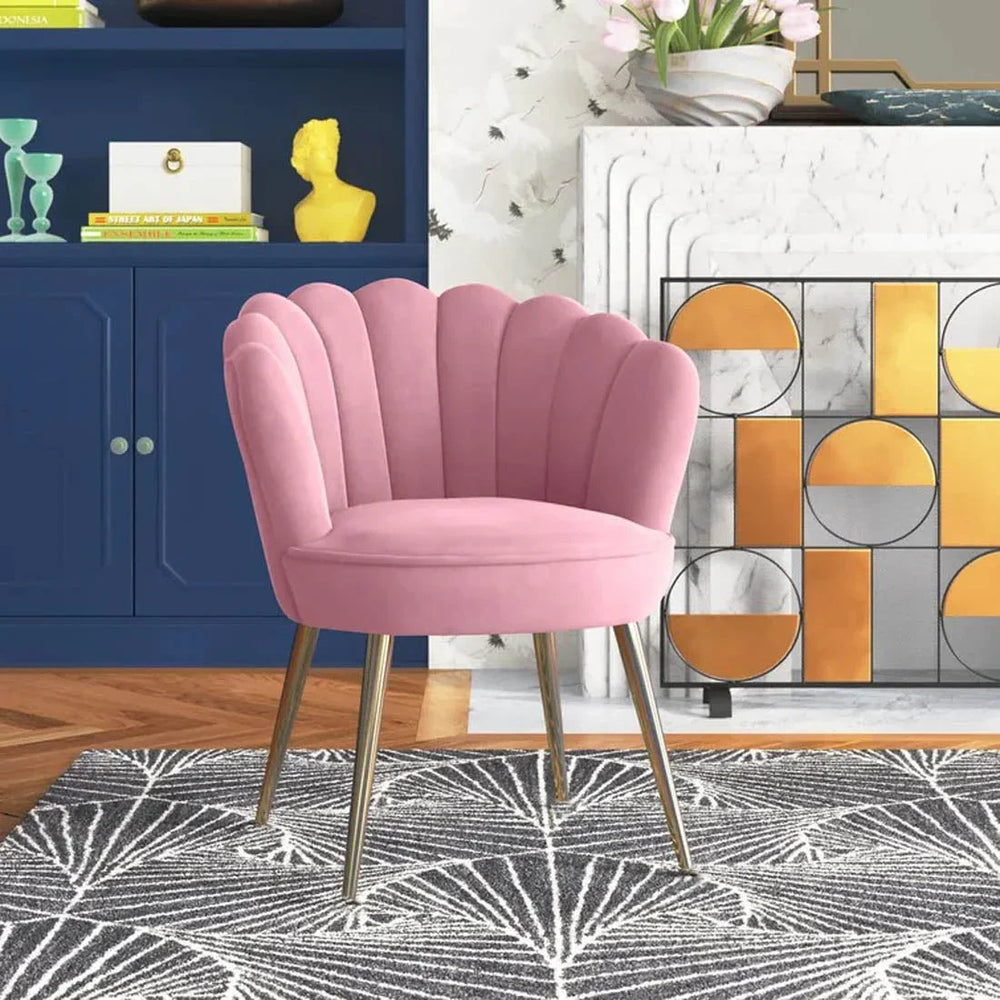 Pink Crafted Shell Designer Lounge Chair - All India Decor