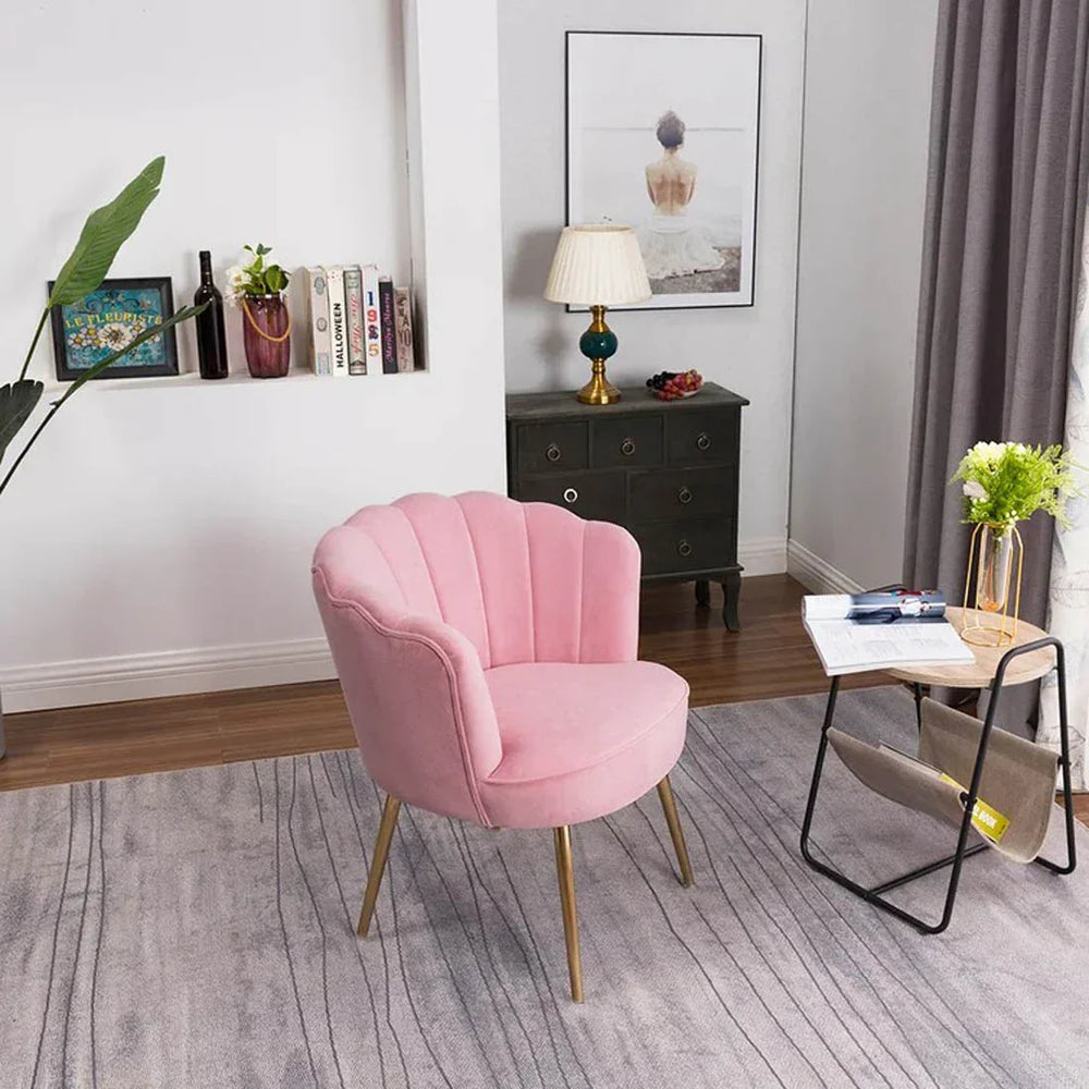 Pink Crafted Shell Designer Lounge Chair - All India Decor