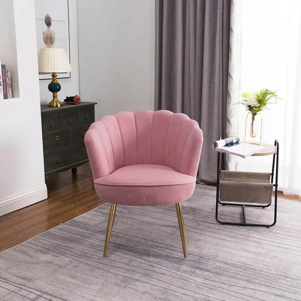 Pink Crafted Shell Designer Lounge Chair - All India Decor