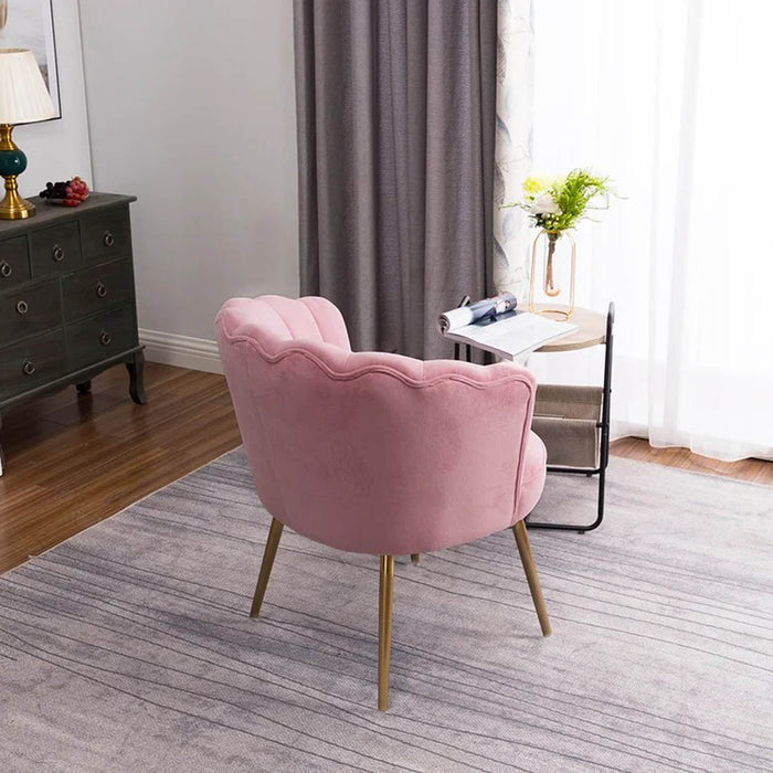 Pink Crafted Shell Designer Lounge Chair