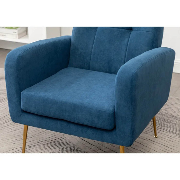 Blue Tufted Luxe Velvet Lounge Chair