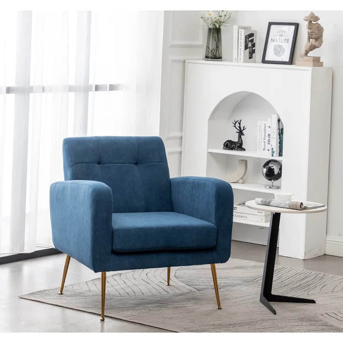 Blue Tufted Luxe Velvet Lounge Chair