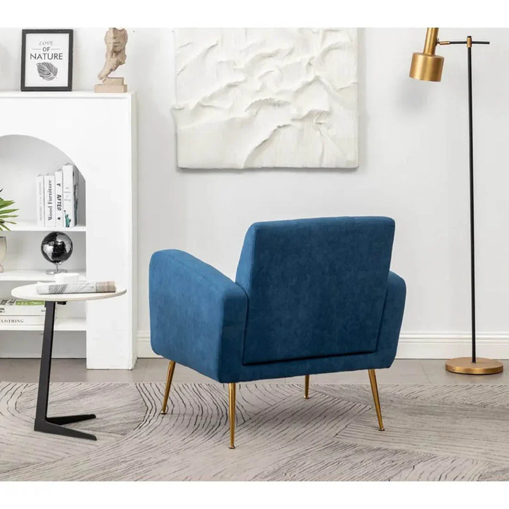Blue Tufted Luxe Velvet Lounge Chair - All India Decor