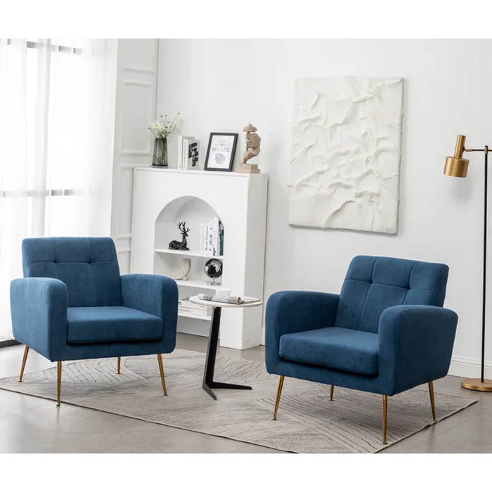 Blue Tufted Luxe Velvet Lounge Chair