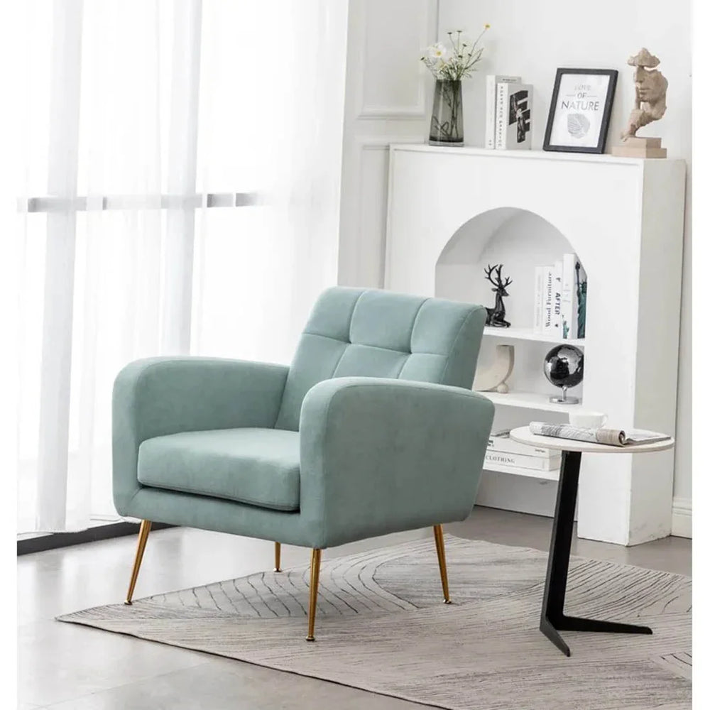 Light Seagreen Tufted Luxe Velvet Lounge Chair - All India Decor