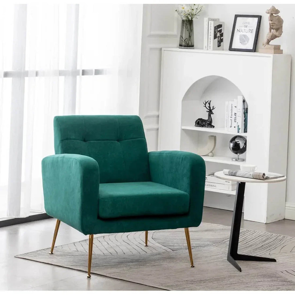 Emerald Tufted Luxe Velvet Lounge Chair - All India Decor