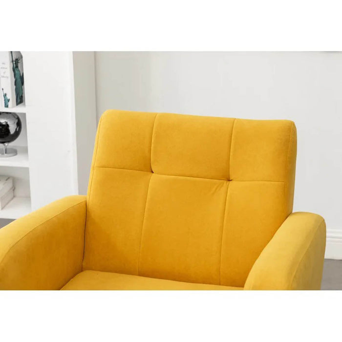 Bright Yellow Tufted Luxe Velvet Lounge Chair