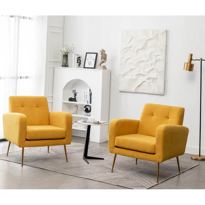 Bright Yellow Tufted Luxe Velvet Lounge Chair