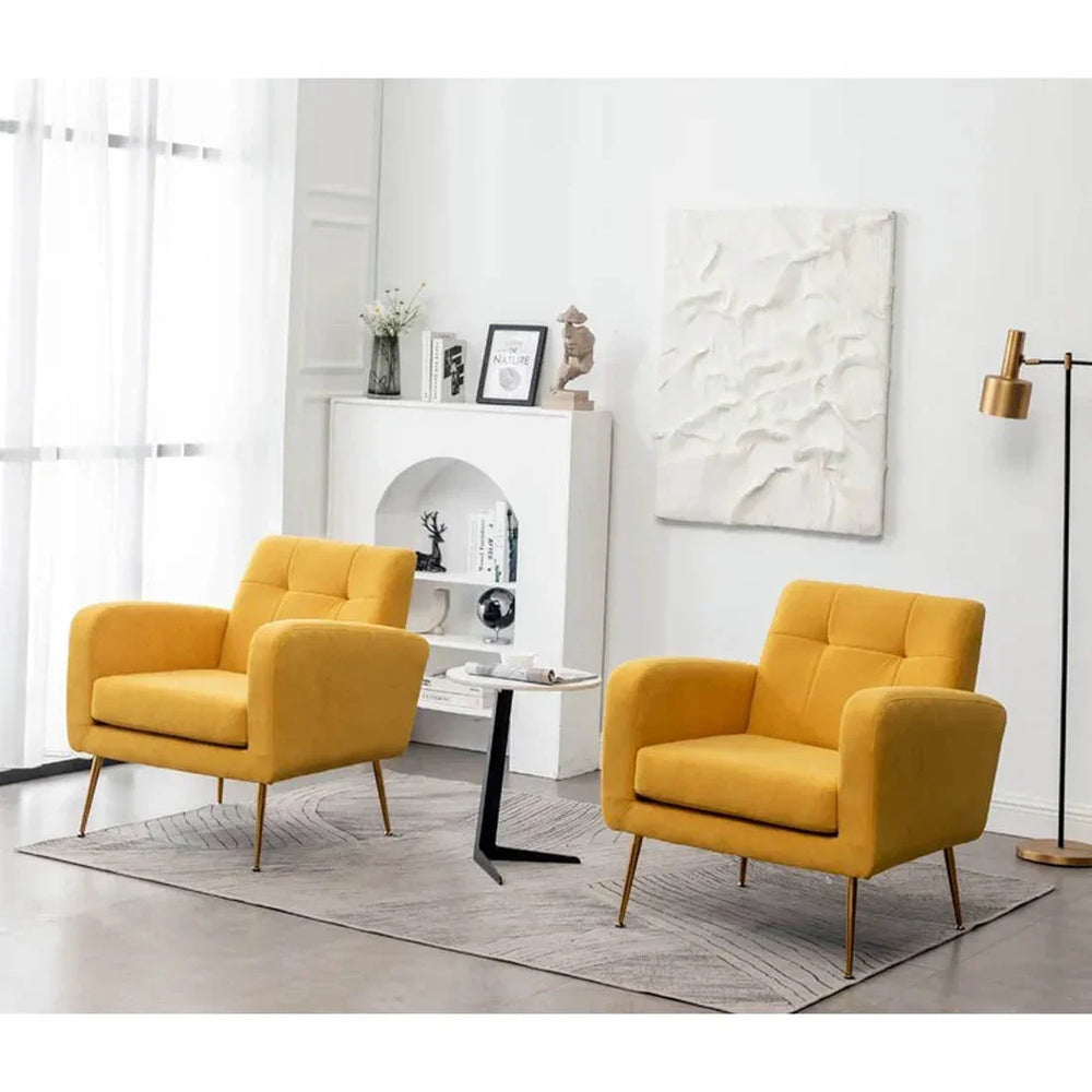 Bright Yellow Tufted Luxe Velvet Lounge Chair - All India Decor