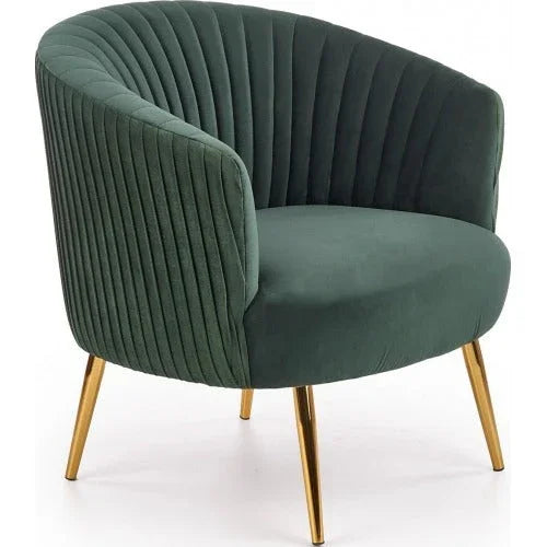 Green Cocooned Velvet Lounge Chair - All India Decor