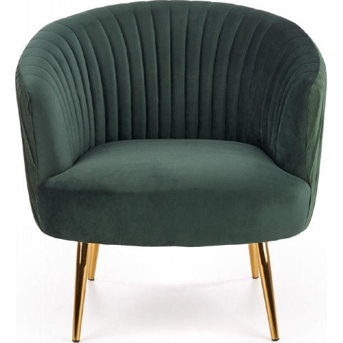 Green Cocooned Velvet Lounge Chair