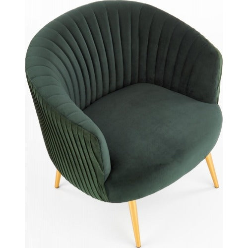 Green Cocooned Velvet Lounge Chair