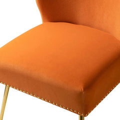 Minimalist Orange Velvet Lounge Chairs Set Of 2