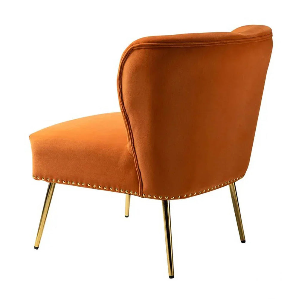 Minimalist Orange Velvet Lounge Chairs Set Of 2 - All India Decor