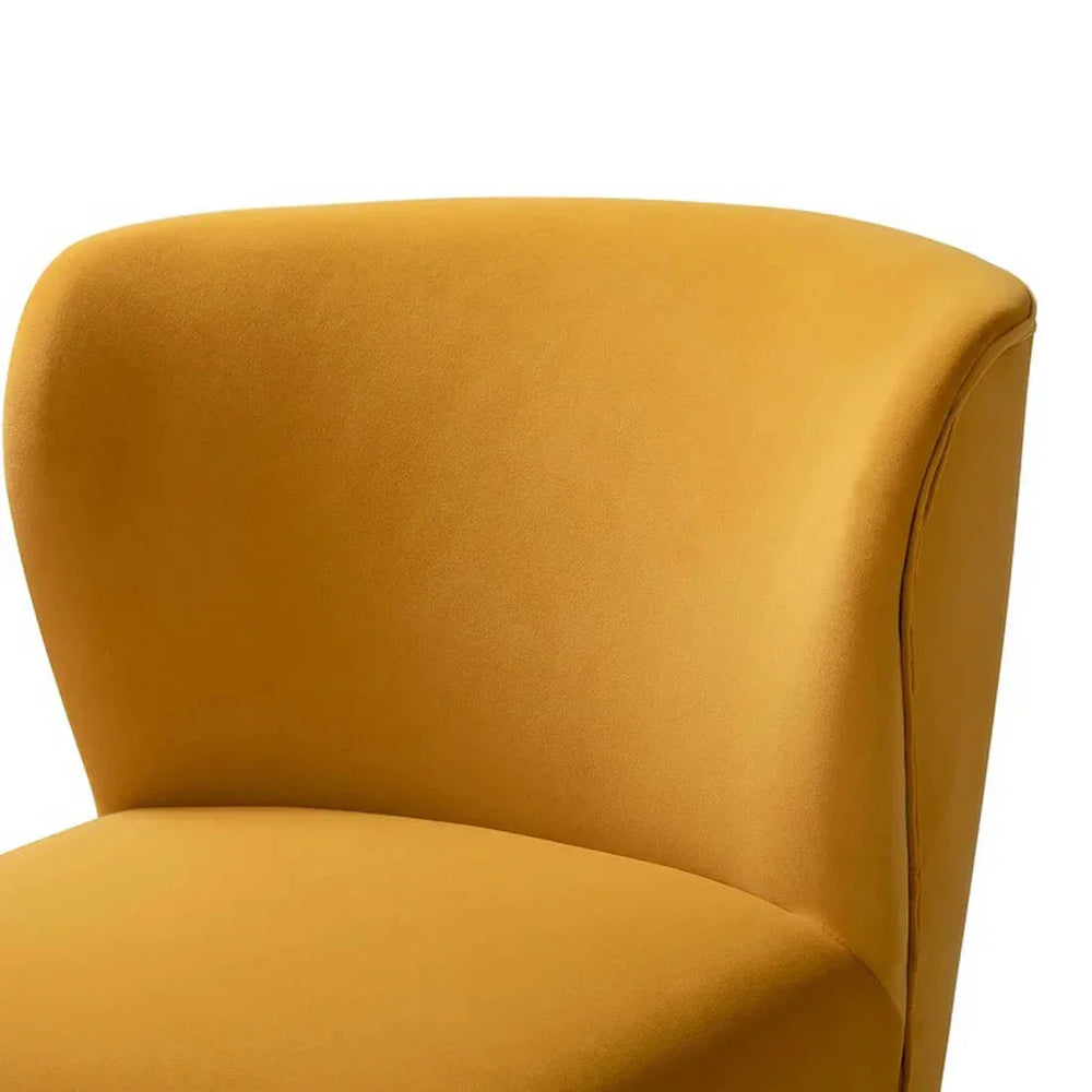 Minimalist Yellow Velvet Lounge Chairs Set Of 2 - All India Decor