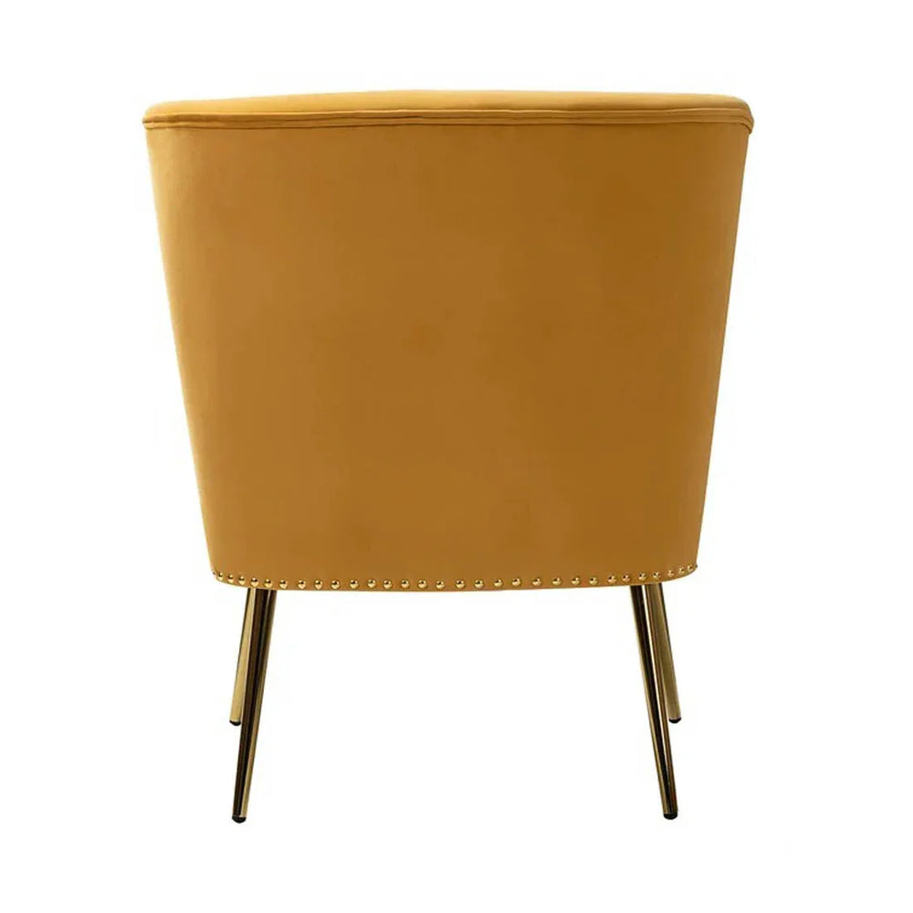 Minimalist Yellow Velvet Lounge Chairs Set Of 2 - All India Decor