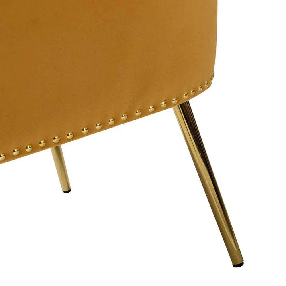 Minimalist Yellow Velvet Lounge Chairs Set Of 2 - All India Decor