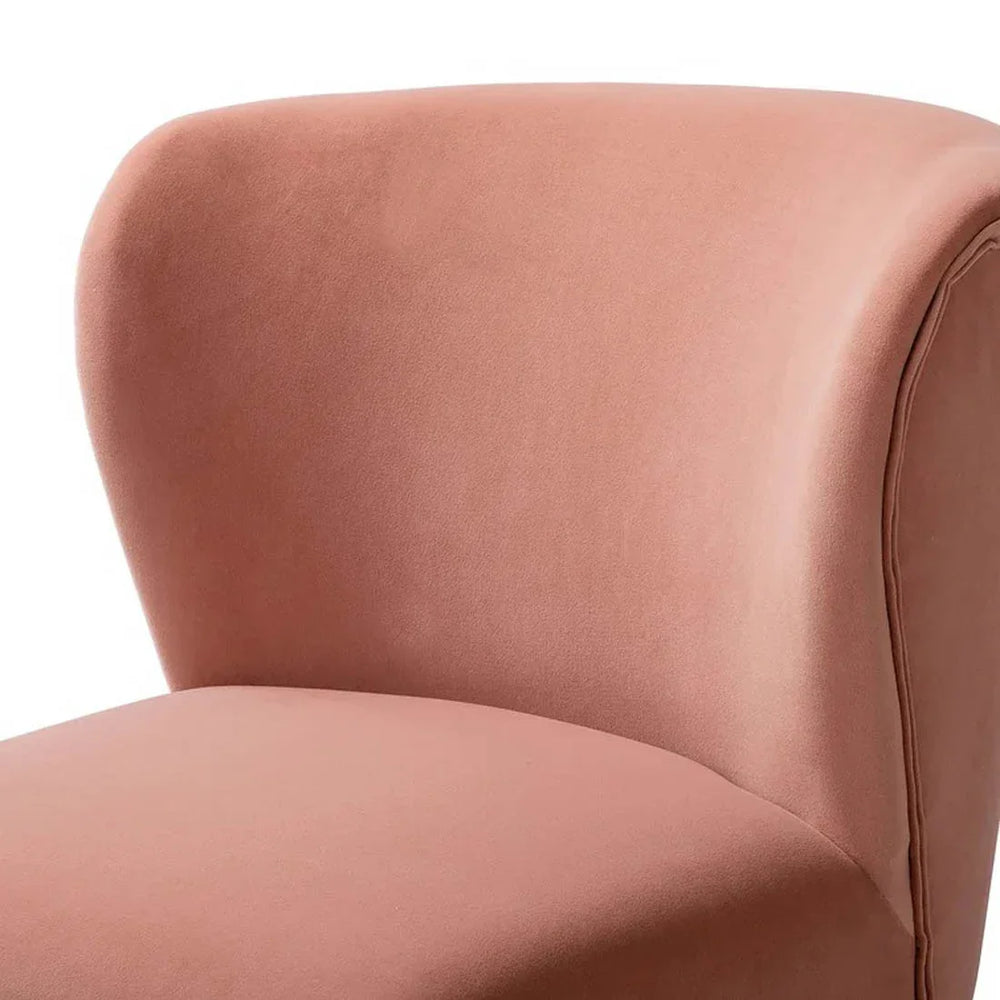 Minimalist Baby Pink Velvet Lounge Chairs Set Of 2 - All India Decor