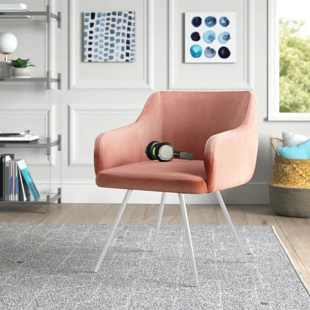 Aesthetic Peach Velvet Accent Chair - All India Decor