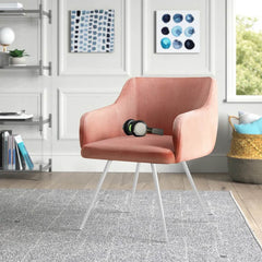 Aesthetic Peach Velvet Accent Chair