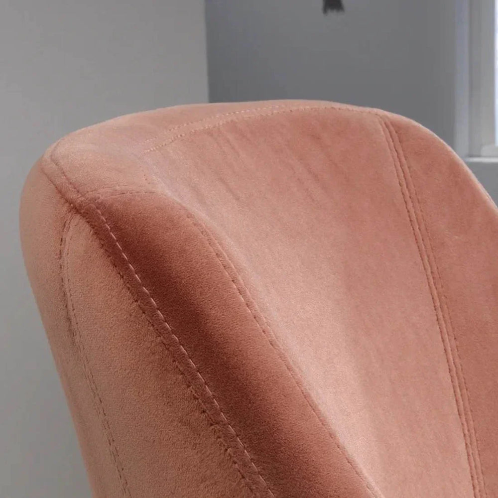 Aesthetic Peach Velvet Accent Chair - All India Decor