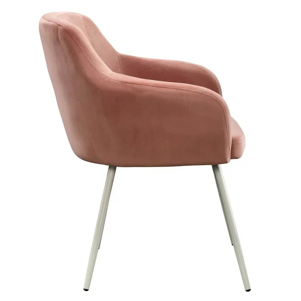 Aesthetic Peach Velvet Accent Chair - All India Decor