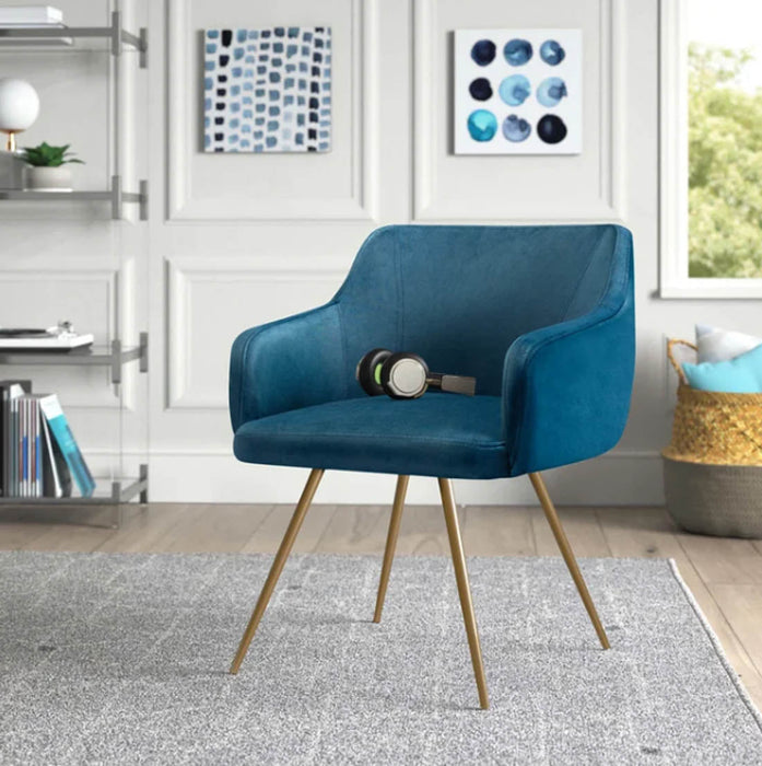 Aesthetic Blue Velvet Accent Chair