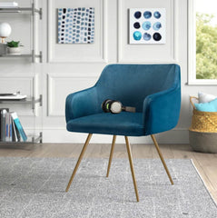 Aesthetic Blue Velvet Accent Chair