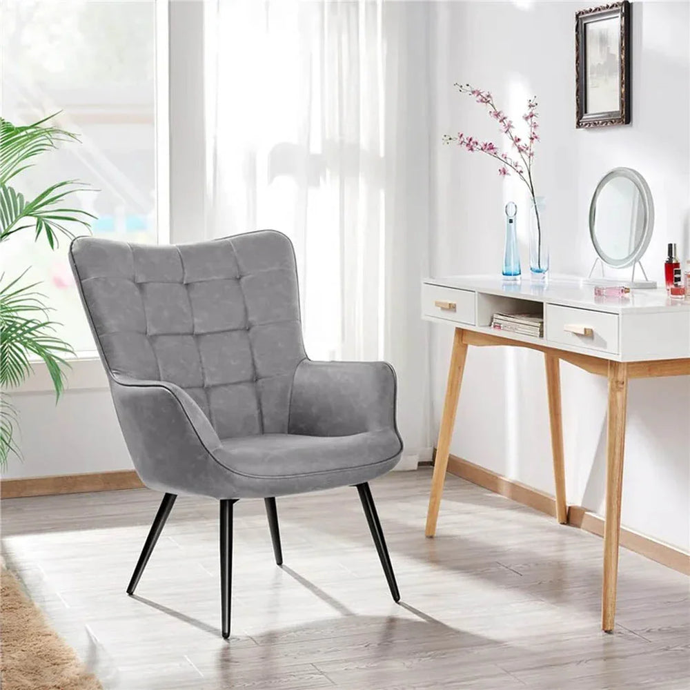 Grey Leatherette Luxurious Accent Chair - All India Decor