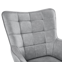 Grey Leatherette Luxurious Accent Chair