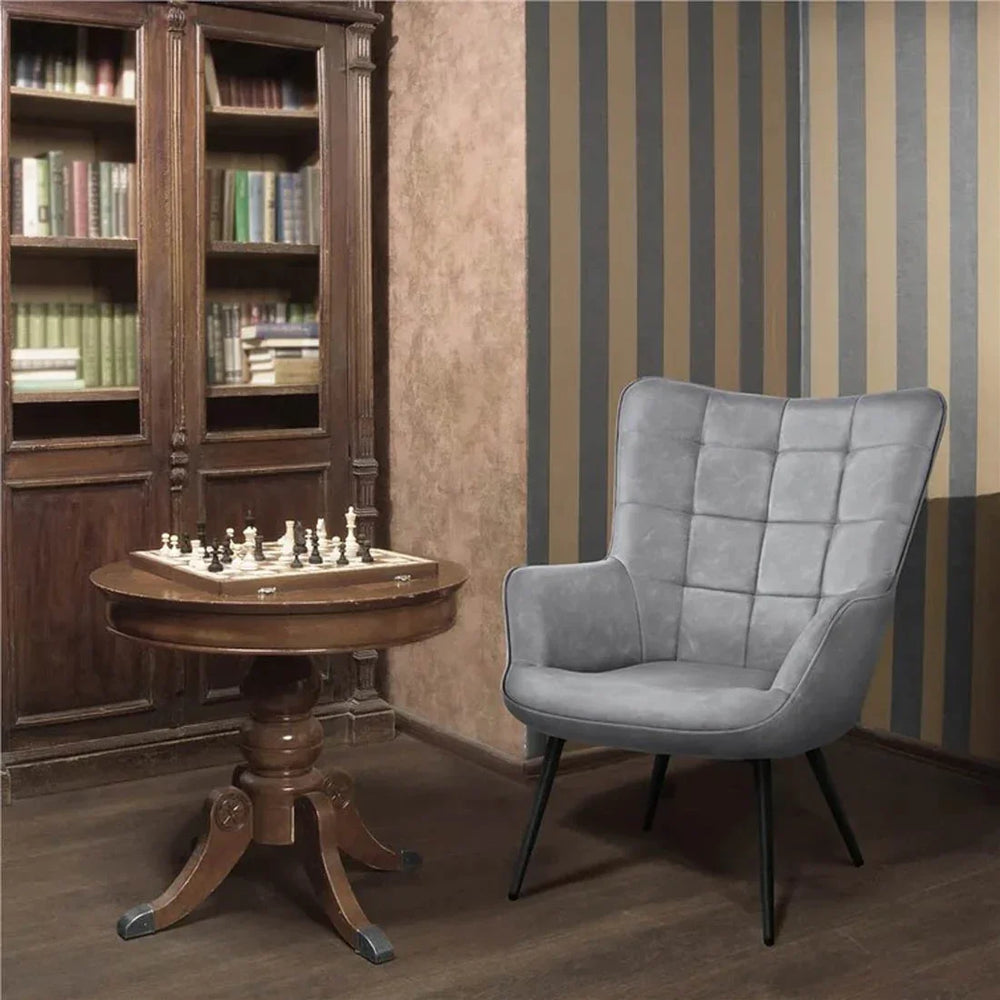 Grey Leatherette Luxurious Accent Chair - All India Decor