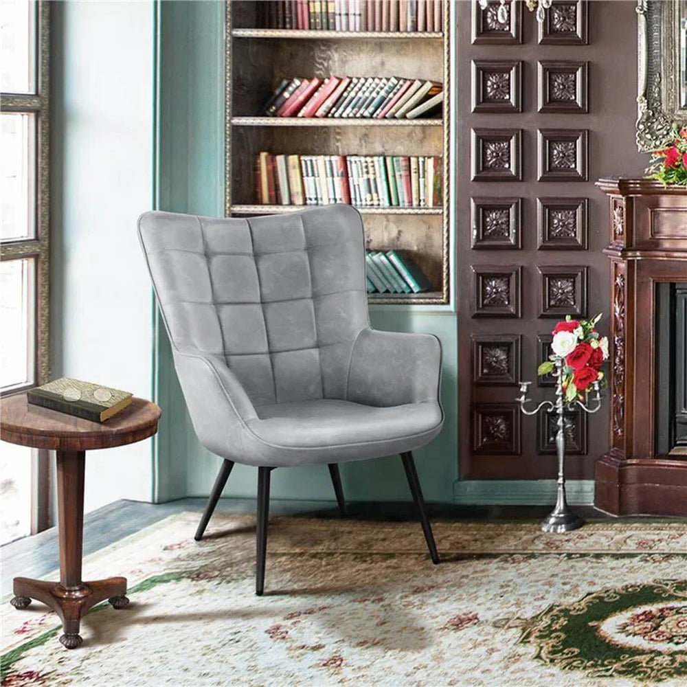 Grey Leatherette Luxurious Accent Chair - All India Decor