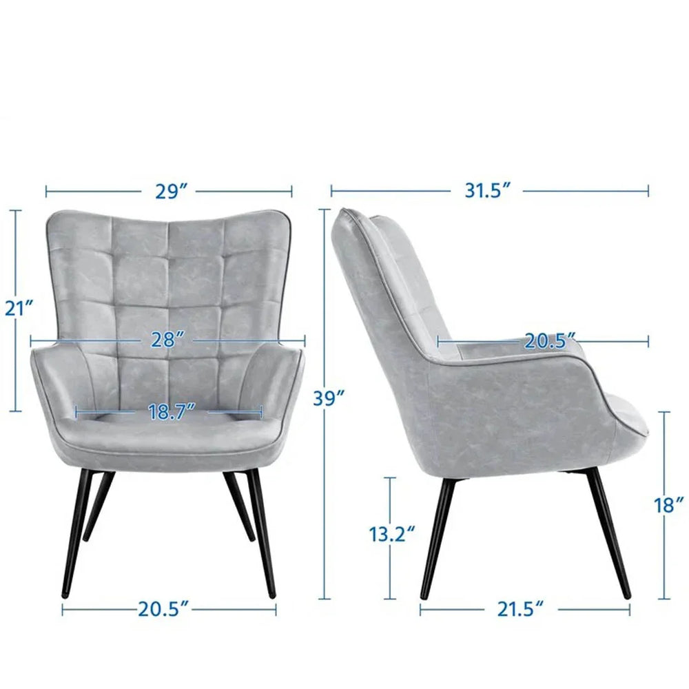 Grey Leatherette Luxurious Accent Chair - All India Decor