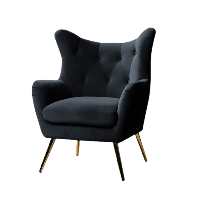 Royal Black Tufted Velvet Lounge Chair