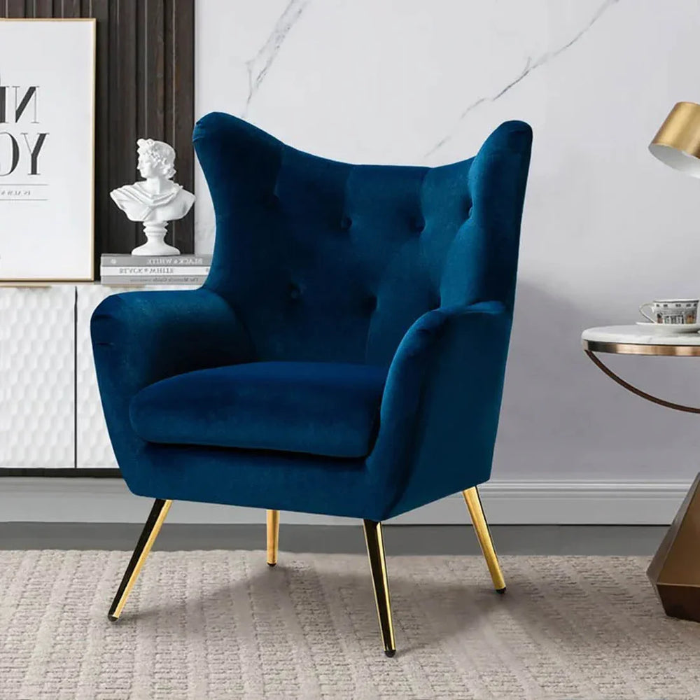 Royal Blue Tufted Velvet Lounge Chair - All India Decor