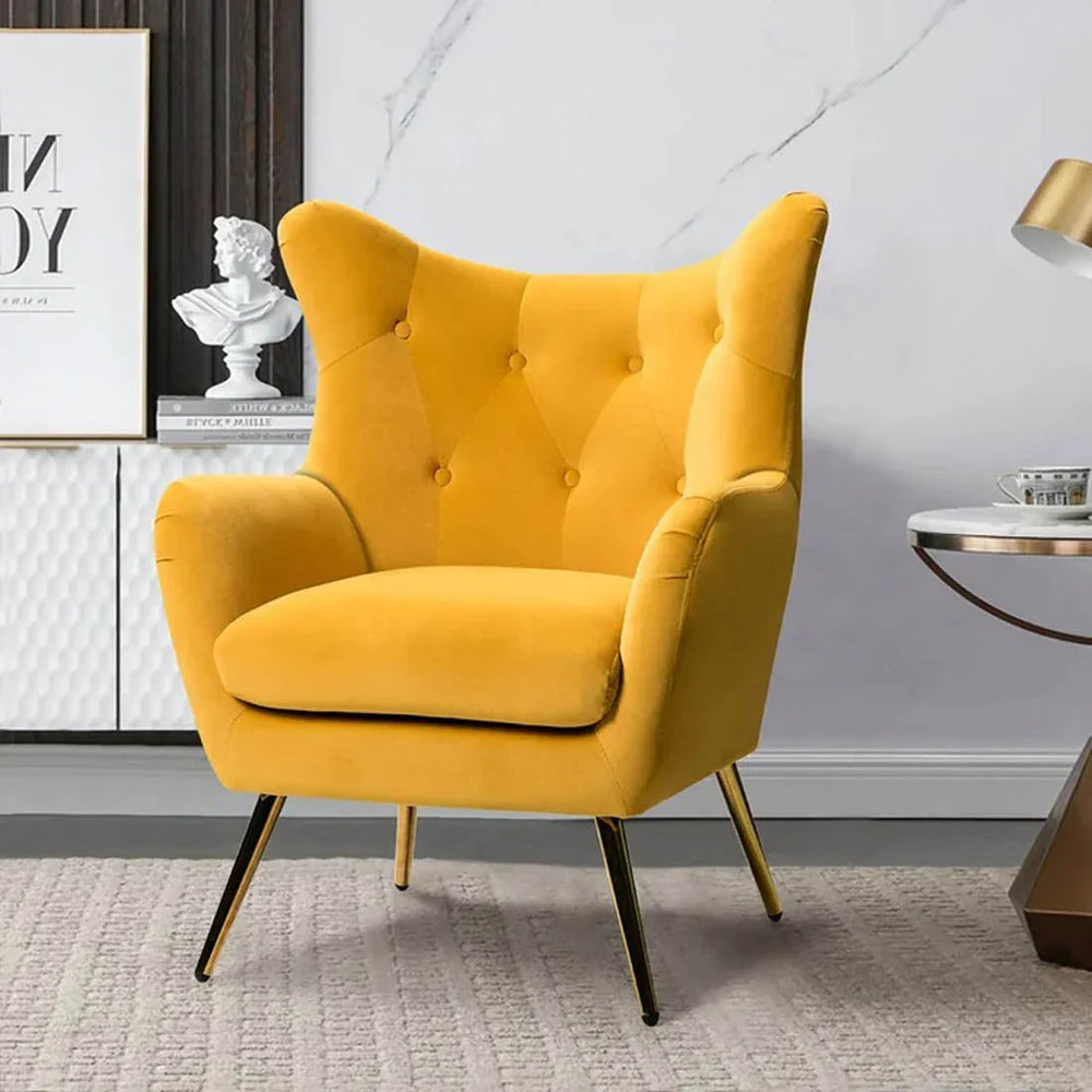 Royal Yellow Tufted Velvet Lounge Chair - All India Decor